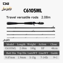 TSURINOYA LURE VALLEY Travel Rod 5 Section Expedition Fishing Rod 1.98m 2.08m 2.28m 2.44m 2.7m FUJI Guide Spinning Casting Rod
