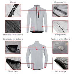 WOSAWE Men's Fully Reflective Jacket Outdoor Lightweight Windbreaker MTB Bike Hooded Rain Jacket Running Fishing Cycling Coat