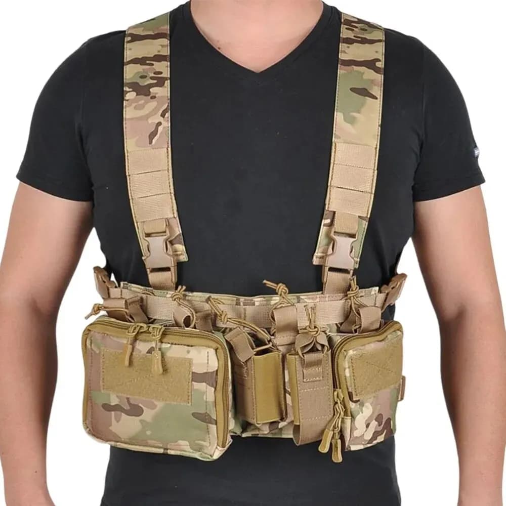 Tactical Vest CS Match Wargame Military Gear Pack Outdoor Camping Nylon Chest Rig Vest Fit Airsoft Hunting Apparel Accessories