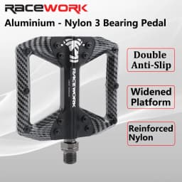 RACEWORK Bicycle Pedals 3 Bearings Mountain Road Bike Carbon Fiber Coating Ultralight Flat Pedal MTB Aluminum Alloy Nylon Pedal