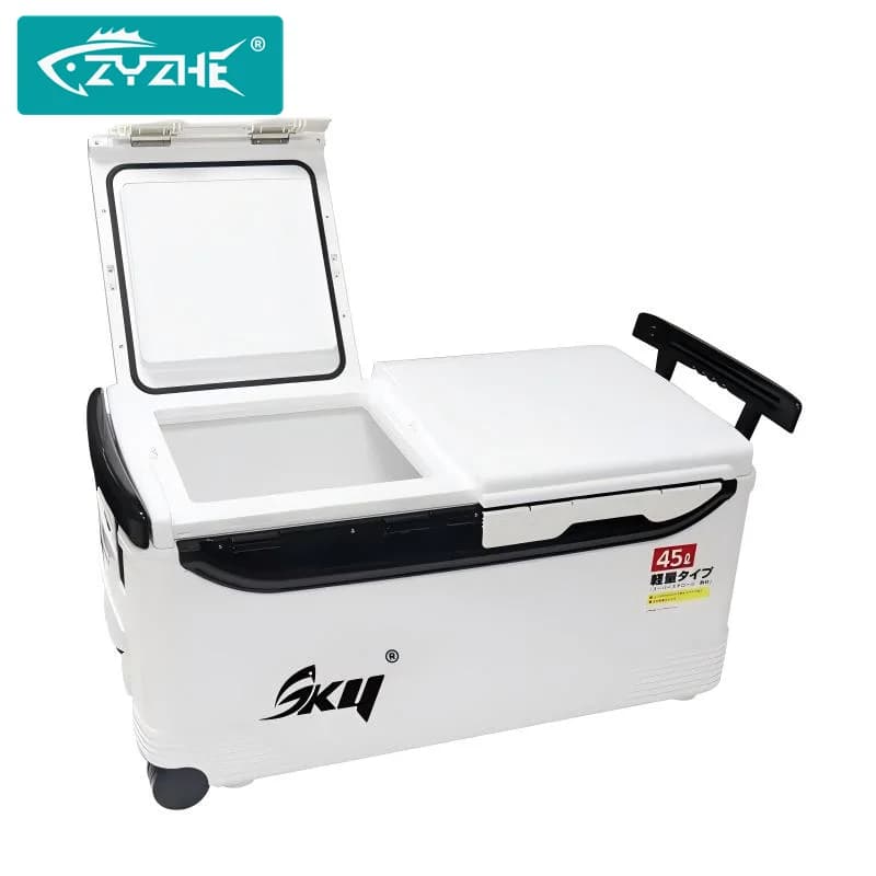 ZYZHE 45L Fishing Tackle Box Large Capacity Telescopic Drawbar Design with Wheel Keep Temperature Fishing Tackle Storage Case