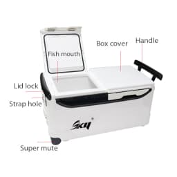 ZYZHE 45L Fishing Tackle Box Large Capacity Telescopic Drawbar Design with Wheel Keep Temperature Fishing Tackle Storage Case