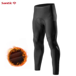 Santic Men's Winter Cycling Long Pants Windproof Keep Warm With Pocket Reflective Cushion MTB Road Bike Riding Trousers