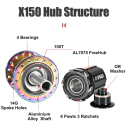 Nanlio X150 Bicycle Hub 6-Pawl 150T Click 28 32 36 Hole 8-12 Speed Loud Sound Hub For 26 27.5 29 Inches Superior to PRO7 TH390