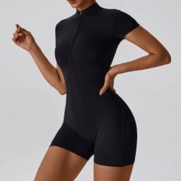 Summer Zipper Short Sleeve Yoga Bodysuit Women's Jumpsuits Yoga Set Gym Clothes Push-up Workout Tracksuit Dance Fitness Bodysuit