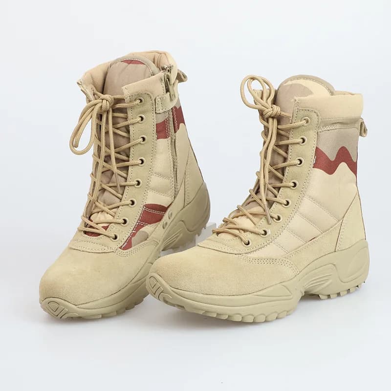 Outdoor Hiking Climbing Shoes Men's Leather Desert Tactical Boots High Top Camouflage Field Training Work Combat Boots 46 Size