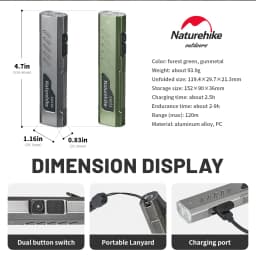 Naturehike EDC01 Flashlight Outdoor Portable Durable Hiking Mountaineering Ultra-bright Rechargeable Small Mini Household Light