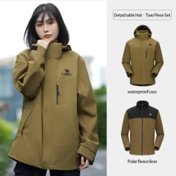 GOLDEN CAMEL Waterproof Hiking Jackets Women Men's Windbreakers Three-proof Fleece Jacket for Women 3 IN1 Detachable Winter Coat