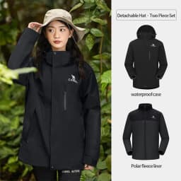 GOLDEN CAMEL Waterproof Hiking Jackets Women Men's Windbreakers Three-proof Fleece Jacket for Women 3 IN1 Detachable Winter Coat