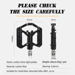 Mountain Bike Ultra-Light Carbon Fibre Flat Pedals Downhill Non-Slip Design Bearing System Bicycle Pedals Bike Lightweight Pedal