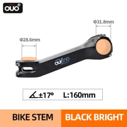 OUO Long Bike Stem 7075 Aluminum CNC Stem 17/ 6 Degree Mtb Handlebar Stem 160/170/180mm Takeaway 31.8mm Downstem Bike Table