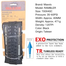 MAXXIS RAMBLER TUBELESS 700x38C/40C/45C/50C 650x47B 27.5x1.5 GRAVEL/ADVENTURE And Dirt Road Racing Tire of Bicycle