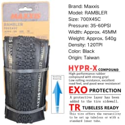 MAXXIS RAMBLER TUBELESS 700x38C/40C/45C/50C 650x47B 27.5x1.5 GRAVEL/ADVENTURE And Dirt Road Racing Tire of Bicycle