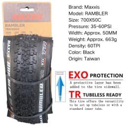 MAXXIS RAMBLER TUBELESS 700x38C/40C/45C/50C 650x47B 27.5x1.5 GRAVEL/ADVENTURE And Dirt Road Racing Tire of Bicycle