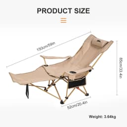 BRS 2-in-1 Reclining Camping Chair Lightweight Folding Camping Lounge Chair with Adjustable Backrest & Footrest for Beach