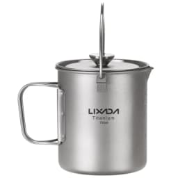 Lixada 750ml Titanium Coffee Cup Mug French Press Pot Coffee Maker Outdoor Camping Cooking Pot with Folding Titanium Spoon