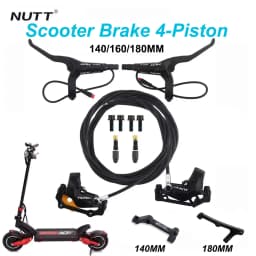 NUTT 4 Piston Y-5 Hydraulic Disc Brake Power-off Oil Disk Caliper 140/160/180mm Normal/Reverse Mount for Electric Scooter Brake