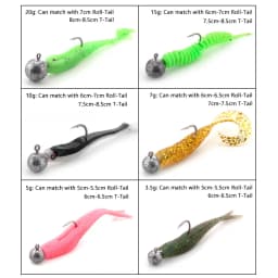 JYJ 1g 2g 3g 4g 5g 6g 7g 8g 9g 10g 14g 20g 28g Fishing Jig Head Hook, Round Head Jigging Hook for Soft Worm Lure Bait Crank Hook