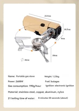 Camping Gas Stove 2670W Portable Folding Cassette Gas Burner Outdoor Picnic Travel Cooking Grill Cooker Heating System