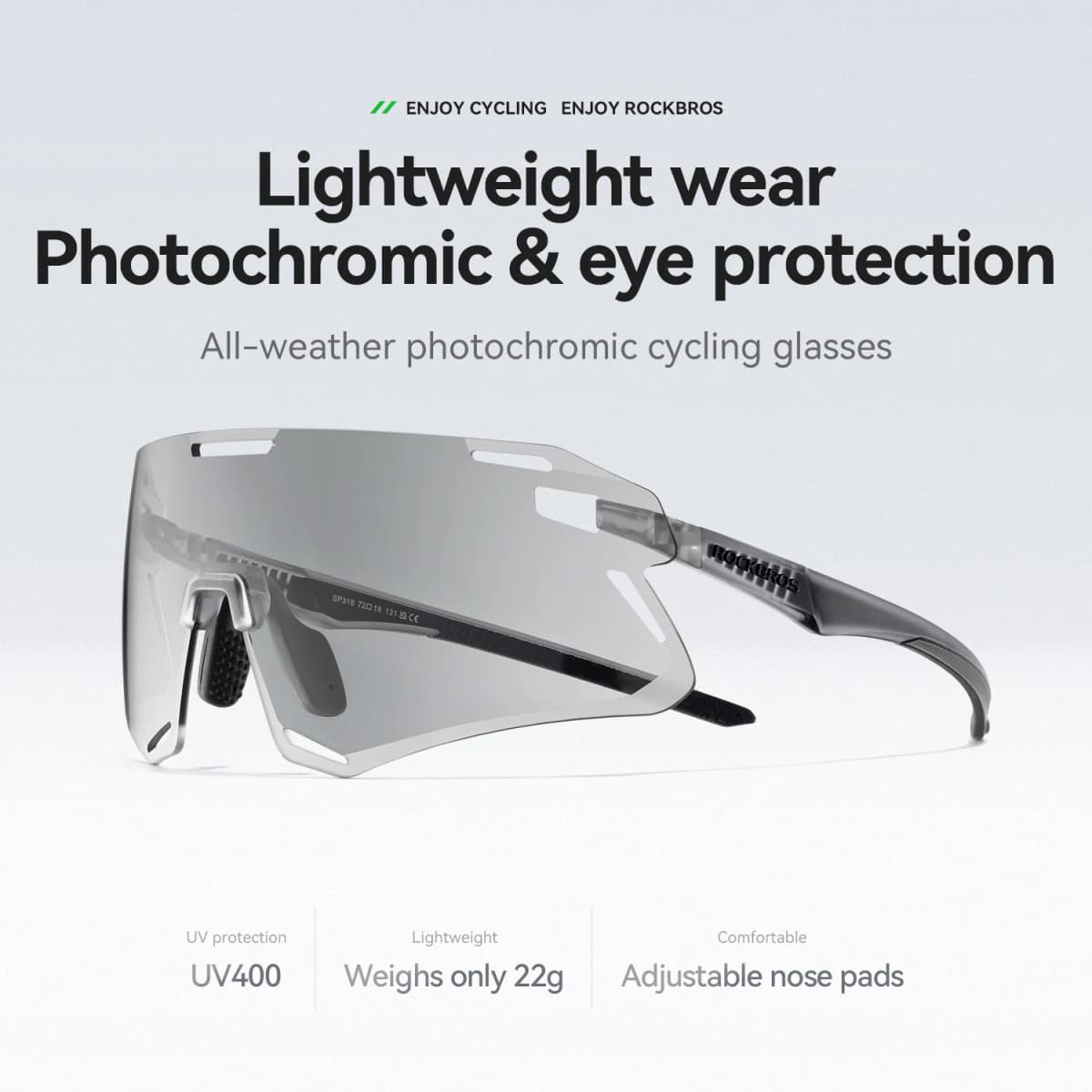 ROCKBROS Photochromic Glasses MTB Road Bike Cycling Sunglasses UV400 Protection Outdoor Riding Sports Bicycle Goggles Eyewear