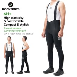 ROCKBROS Cycling Bib Pants Breathable Long Pants Road Bike Pants Bib Tights 3D Cushion Padded Shock Absorption Bicycle Pants