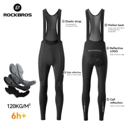 ROCKBROS Cycling Bib Pants Breathable Long Pants Road Bike Pants Bib Tights 3D Cushion Padded Shock Absorption Bicycle Pants