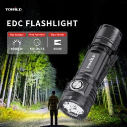TOWILD BC10 EDC Flashlight Portable Rechargeable 4000lm IPX8 High Power Led Flashlight 21700 Torch For Camping Outdoor Lighting