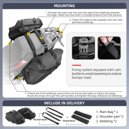 Rhinowalk 2 Pcs Motorcycle Saddle Side Pannier Bag 18L/28L/48L Waterproof Universal Motorbike Riding Luggage Storage Travel Bag