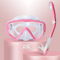 Snorkel Set Adult Professional Snorkeling Goggles Anti-Fog Diving Mask with Dry Top Snorkel, Pano 3 Windows Snorkel Diving Mask