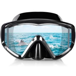 Snorkel Set Adult Professional Snorkeling Goggles Anti-Fog Diving Mask with Dry Top Snorkel, Pano 3 Windows Snorkel Diving Mask