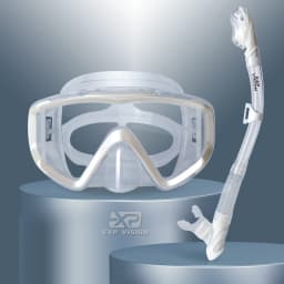 Snorkel Set Adult Professional Snorkeling Goggles Anti-Fog Diving Mask with Dry Top Snorkel, Pano 3 Windows Snorkel Diving Mask