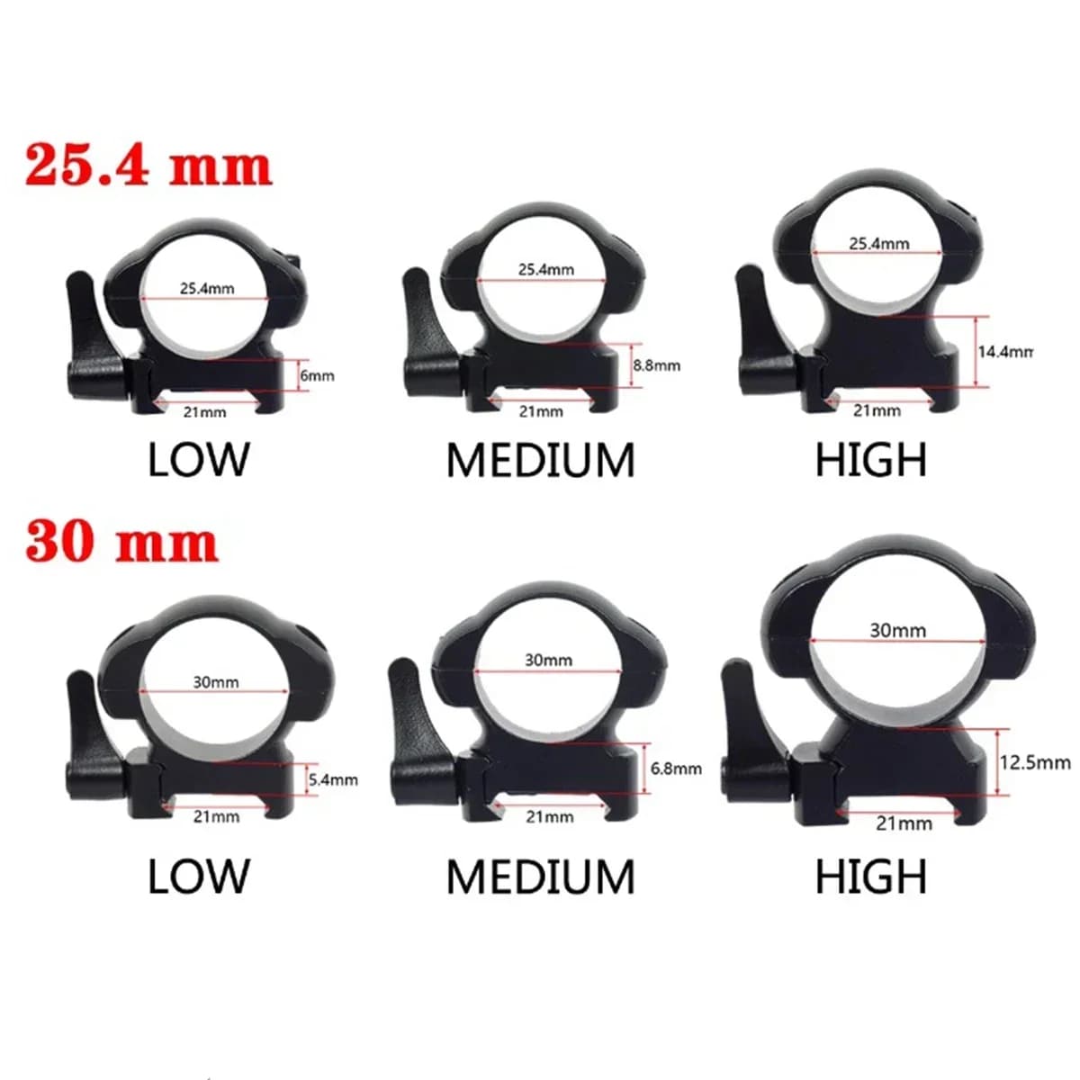 2Pcs QD 1 inch 25.4mm 30mm Tactical Hunting Sight Steel Scope Mount Rings 20mm Picatinny MK Rail R-ifle Scope Accessory