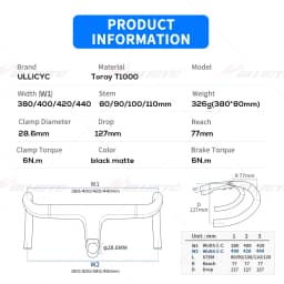 No Logo Road Bike Full Carbon Fiber Internal Cable Integrated Bicycle Handlebar Cockpit With Spacers, Clip Diameter 28.6mm,-10°