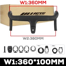 No Logo Road Bike Full Carbon Fiber Internal Cable Integrated Bicycle Handlebar Cockpit With Spacers, Clip Diameter 28.6mm,-10°
