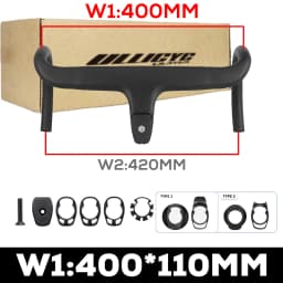 No Logo Road Bike Full Carbon Fiber Internal Cable Integrated Bicycle Handlebar Cockpit With Spacers, Clip Diameter 28.6mm,-10°