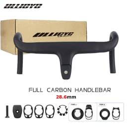 No Logo Road Bike Full Carbon Fiber Internal Cable Integrated Bicycle Handlebar Cockpit With Spacers, Clip Diameter 28.6mm,-10°