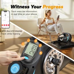 MERACH Under Desk Bike Pedal Exerciser Quiet Magnetic Mini Bike with App for Arm Leg Recovery Physical Therapy Smooth Foot Desk