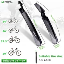 RBRL MTB Bicycle Fender Adjustable Front Rear Bike Mudguard Quick-release Splash-proof Widen Fenders for 26/27.5/29" Bicycle