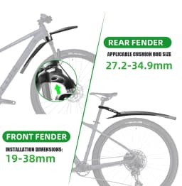 RBRL MTB Bicycle Fender Adjustable Front Rear Bike Mudguard Quick-release Splash-proof Widen Fenders for 26/27.5/29" Bicycle
