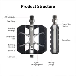 BOLANY MTB Ultralight Pedal Aluminum Alloy Anti-Slip Bicycle Widened Pedals with LED Light DU 3 Bearing Road Bike Accesorios