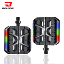 BOLANY MTB Ultralight Pedal Aluminum Alloy Anti-Slip Bicycle Widened Pedals with LED Light DU 3 Bearing Road Bike Accesorios