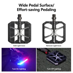 BOLANY MTB Ultralight Pedal Aluminum Alloy Anti-Slip Bicycle Widened Pedals with LED Light DU 3 Bearing Road Bike Accesorios