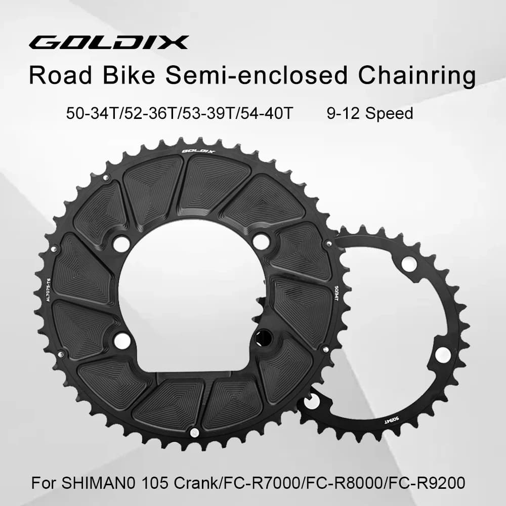 GOLDIX 110BCD 2X Double Chainring 9-12S Road Bike Chainring 7075 Aluminum Alloy 4 Bolts Chainwheel for SHIMANO 105 R7000 R8000