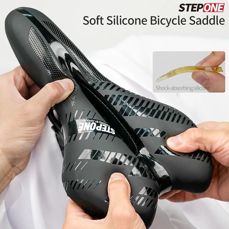 STEPONE Bike Saddle Mountain MTB Road Cycling Cushion Seat Exercise Soft Silicone Gel Shockproof Comfortable Hollow Saddle
