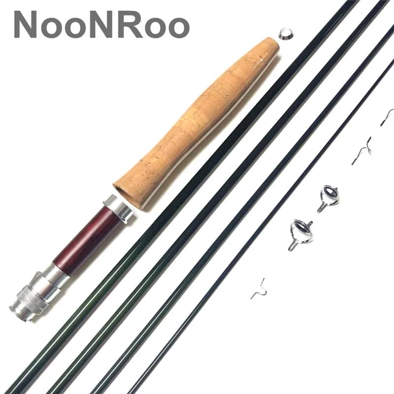 Fly Rod Combo Kit, Fast Action Fly Blank, A Grade Cork Grip, Fishing Rod Combo, IM8, 8ft, 6Inch, 4Wt, 4Pcs NooNRoo