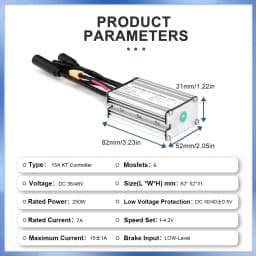15A KT Ebike Sinewave Controller Waterproof Plug with KT Display For 250W E-Bike Brushless Motor Kit