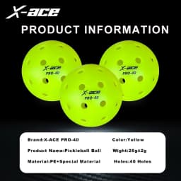 X-ace Pro-40 Pickleball Balls, 12/24Pcs, High Visibility Green, 40 Holes Outdoor Indoor Training Pickle Ball, High Bounce
