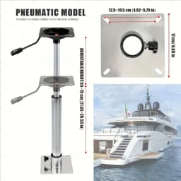 KOETSU Boat Seat RV Seat Base Set, Screw Rotating Pneumatic Adjustable Lifting Base, Easy and Convenient Installation
