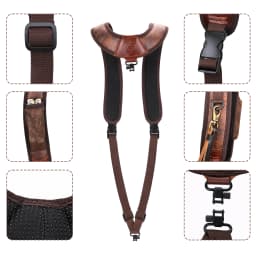 Tourbon Hunting Accessories Gun Double Shoulder Strap Rifle Carry Strap Padded Neoprene Rubberized Non-slip Brown