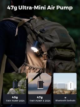 FLEXTAILGEAR TINY PUMP X 2024 |Ultra-Light Rechargeable Air Pump with Camping Light for Pool Floats, Air Mattress & Vacuum Bags